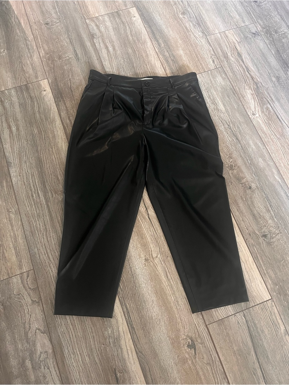 Zara Black Cropped Pleat-Front Pants